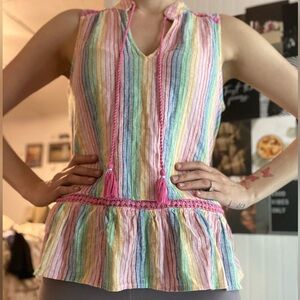 Crown & Ivy Women's Sleeveless Tassel Top